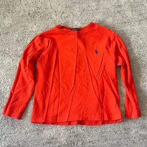 Polo by Ralph Lauren Kids Long-Sleeve Tee in Vibrant Orange with Navy Pony